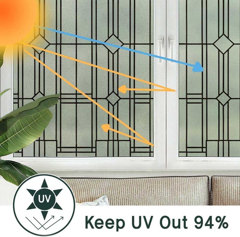 BEAUS TILE UNI Window Film Static Clings Non Adhesive 3D Stained Glass Window Decals UV Protection (Antique, 37.4 x 24.4 Inch) - Image 2